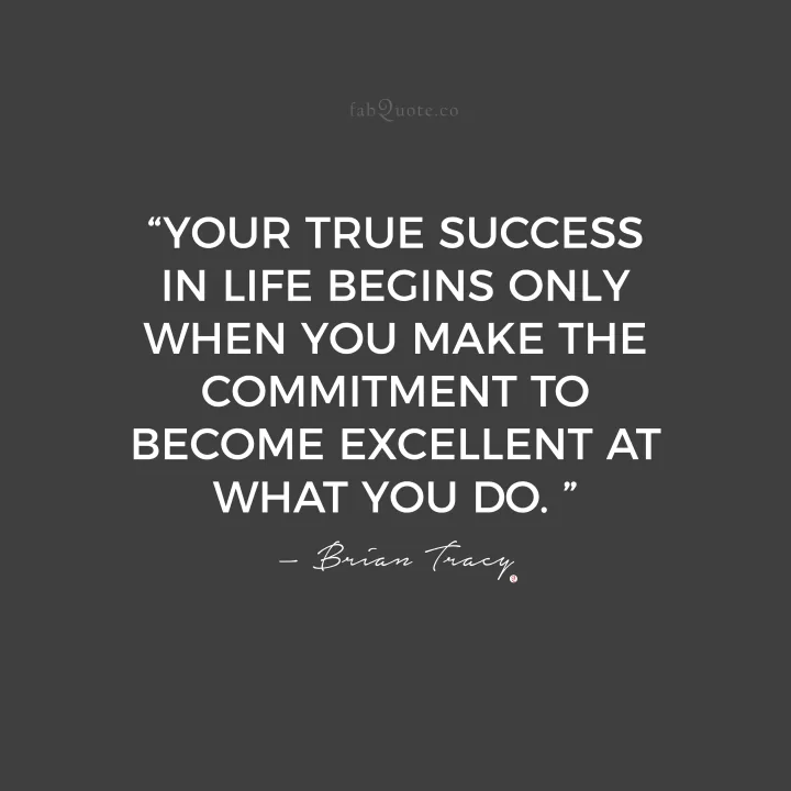Your true success in life begins only when you make the commitment to become excellent at what you do. Brian Tracy