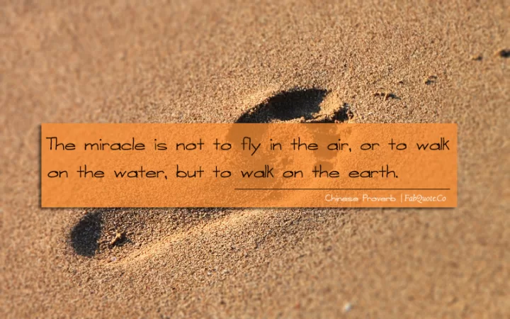 Chinese Proverb - The miracle is to walk on earth