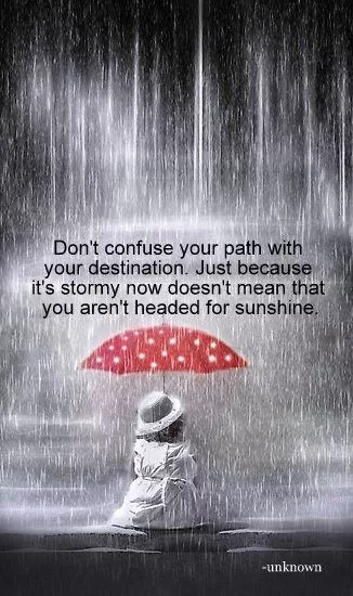 "Don't confuse your path with your destination"