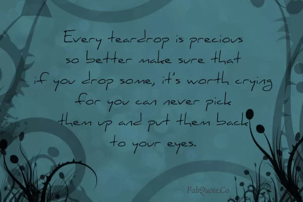 "Every teardrop is precious"