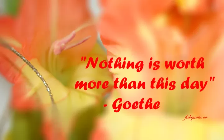 Goethe - "Nothing is Worth more than this Day"