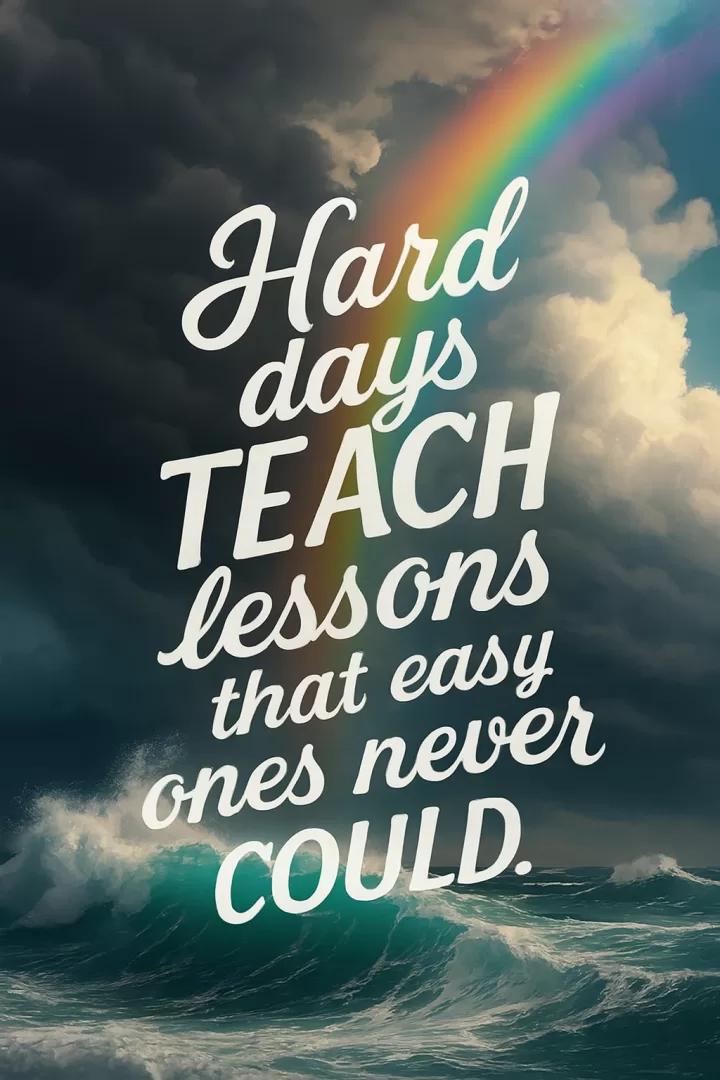 Hard days teach lessons