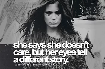 Her eyes tell a different story