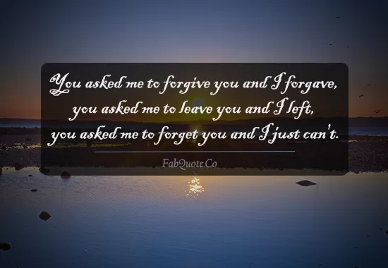 "I can't forget you"