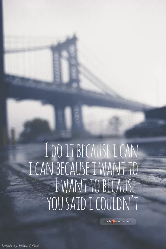 "I do it because I can"