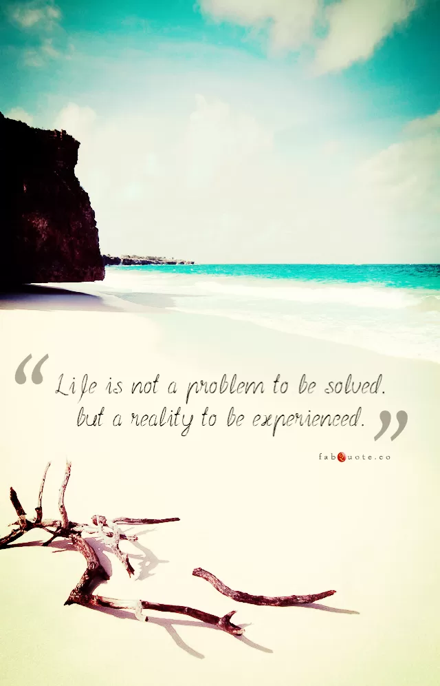 "Life is a reality to be experienced"