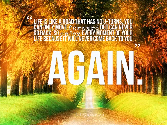 "Life is like a road that has no u-turns"