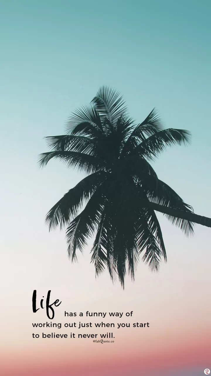 "Life has a funny way of working out right when you start to believe it never will."