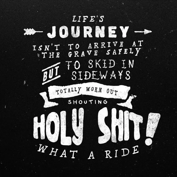 "Life's journey isn't to arrive at the grave safely"