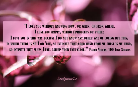 Pablo Neruda - "I love You"