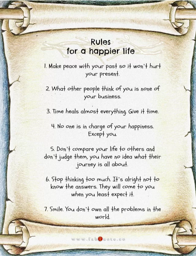 "Rules for a happier life"