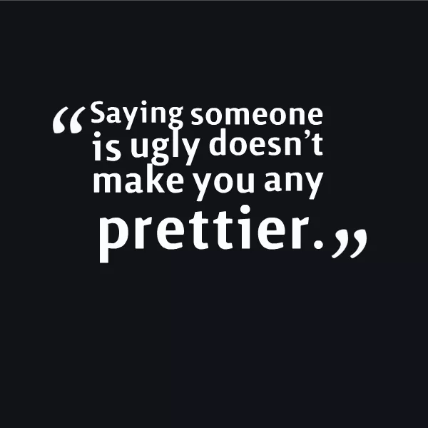 "Saying someone is ugly doesn’t make you any prettier"