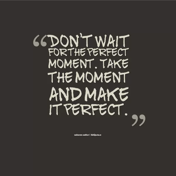 "Take the moment and make it perfect"