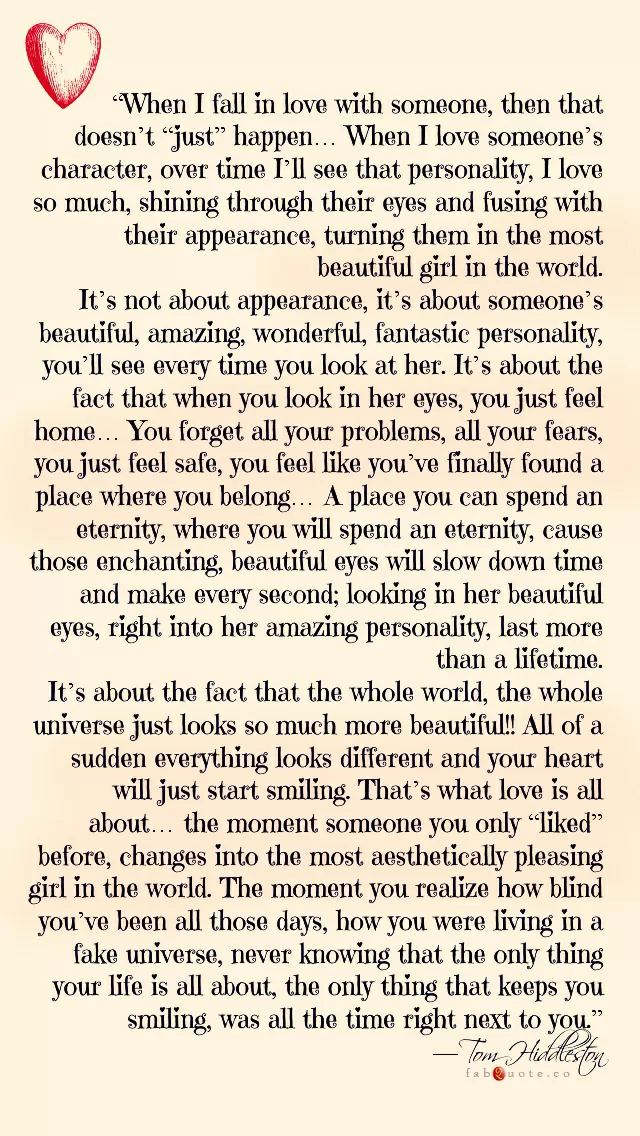 Tom Hiddleston "Falling in love"