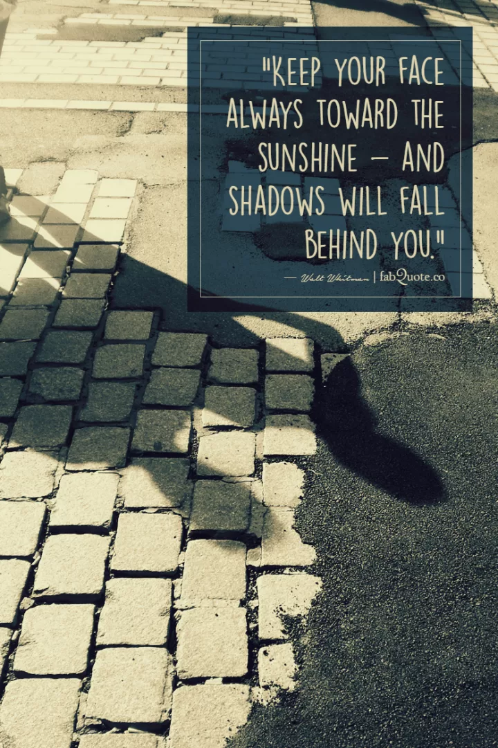Walt Whitman "Keep your face toward the sunshine"