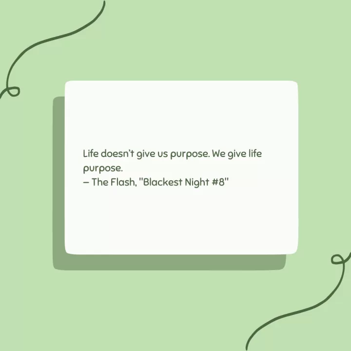 Life doesn't give us purpose. We give life purpose. - "The Flash"
