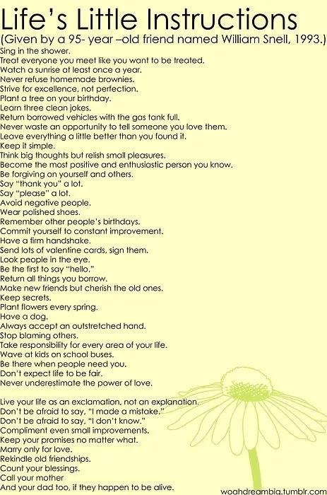 William Snell - Life Instructions